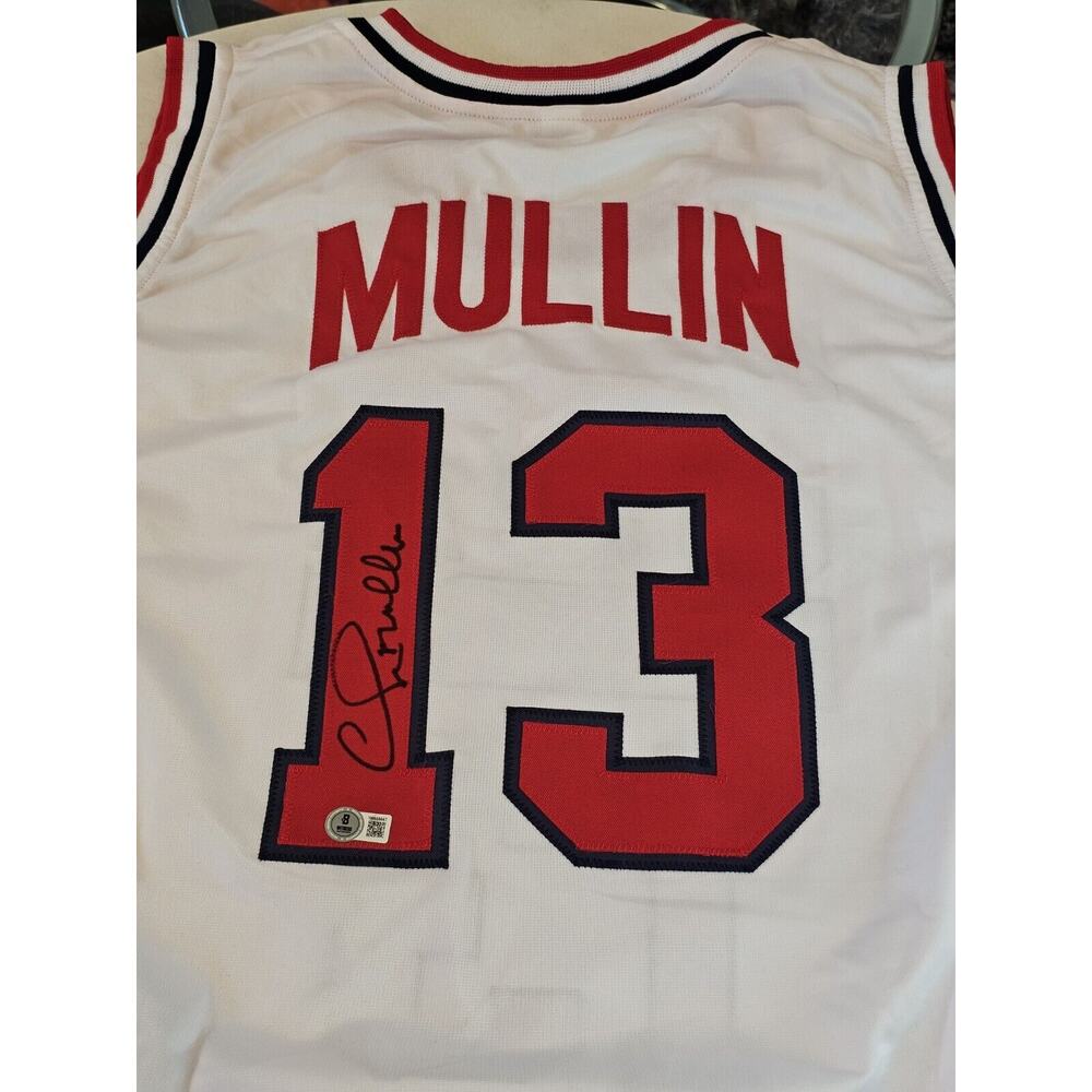 Chris Mullin Autographed/Signed Jersey Beckett Sticker White USA Custom Jersey